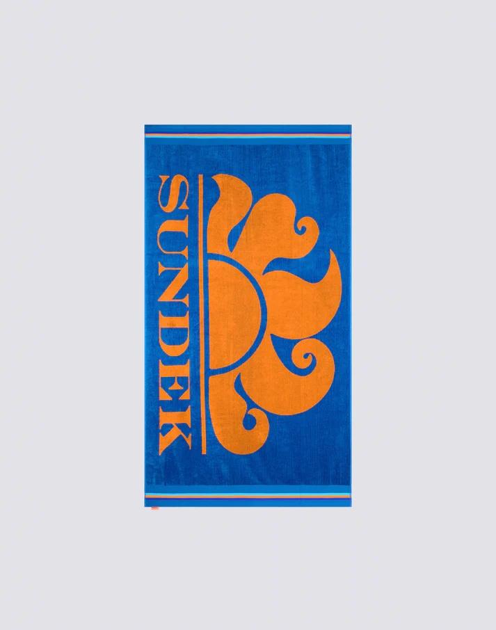 New classic telo mare jacquard con logo blu AM312ATC1050 A6601 SUNDEK 