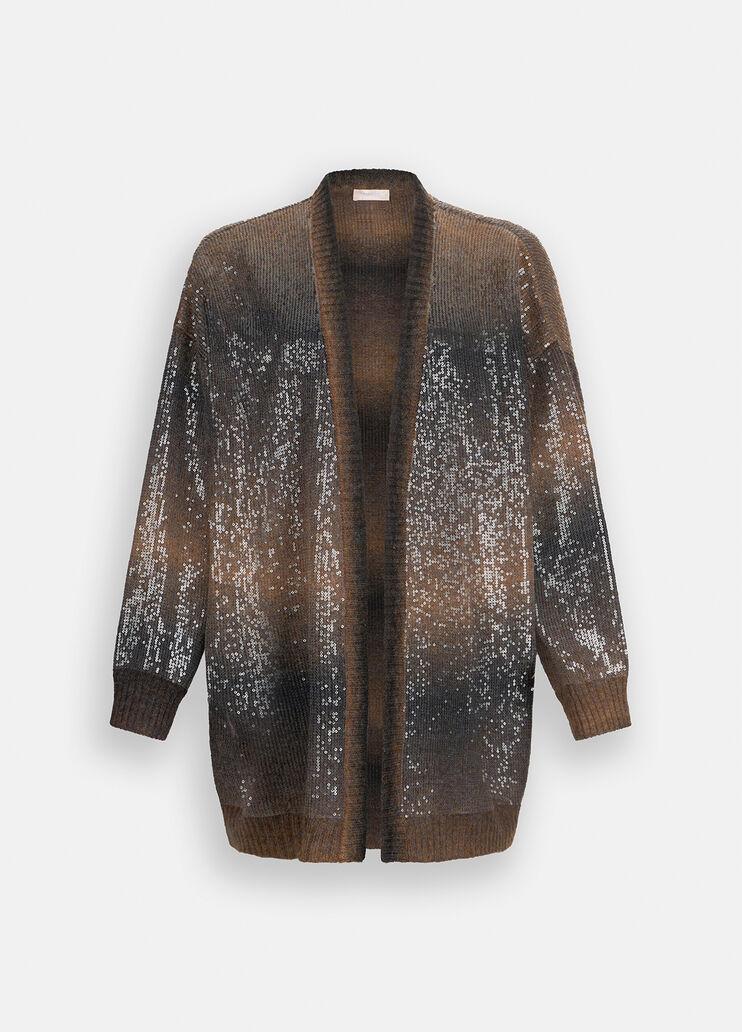 Cardigan lungo con paillettes MF5248MA14R S9472 LIU JO WHITE2 