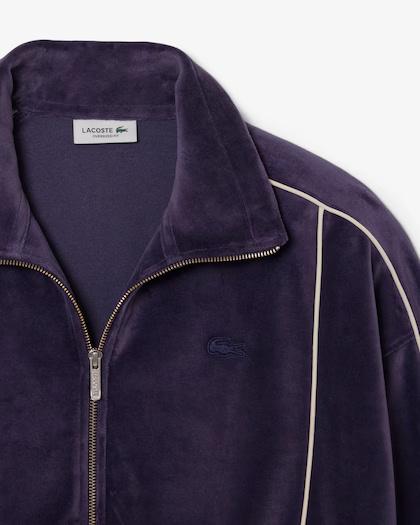 Felpa oversize in velluto con zip SF5280 ZSV LACOSTE 