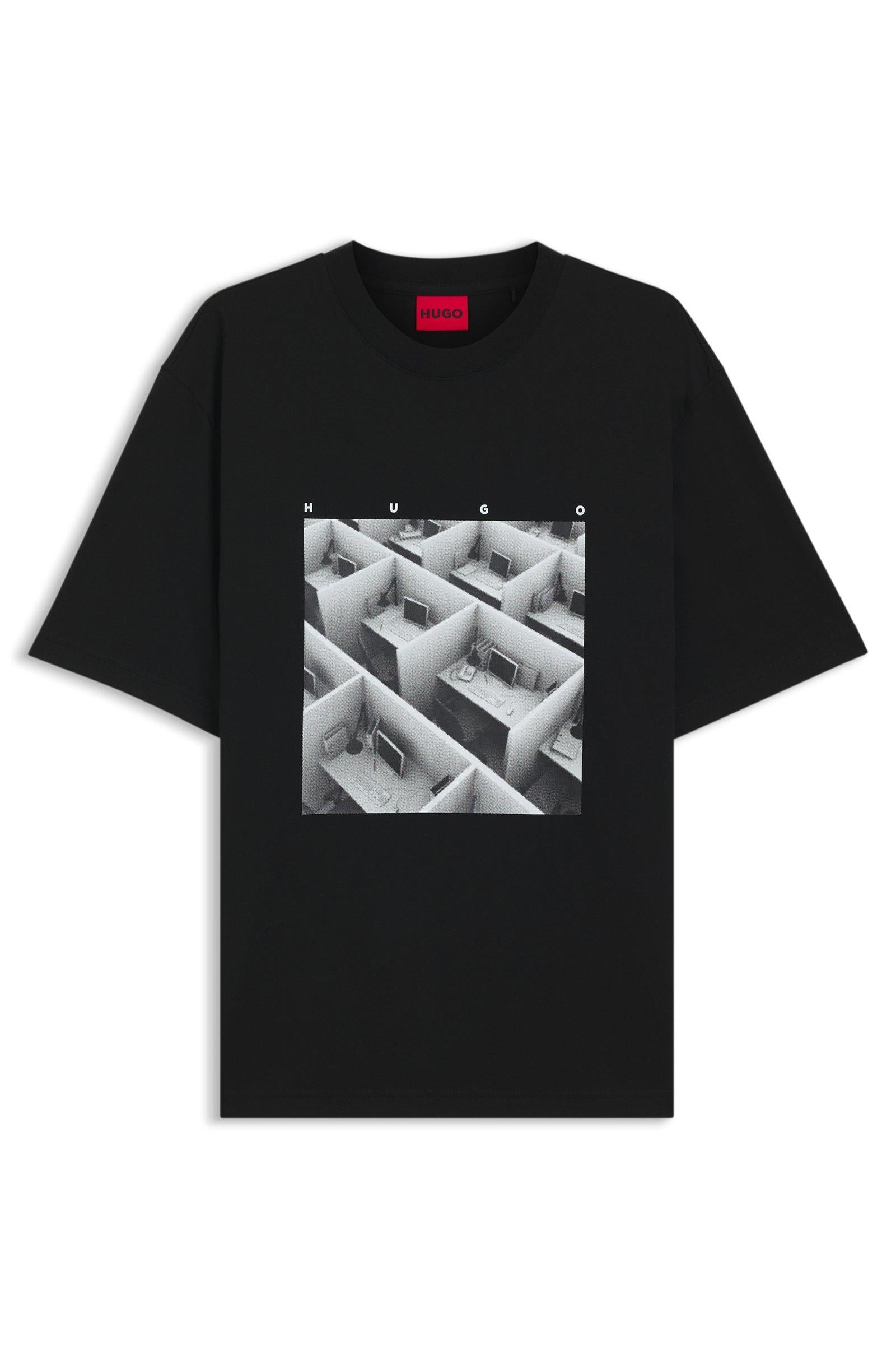 T-shirt con stampa artistica in jersey di cotone 50553330 001 HUGO 