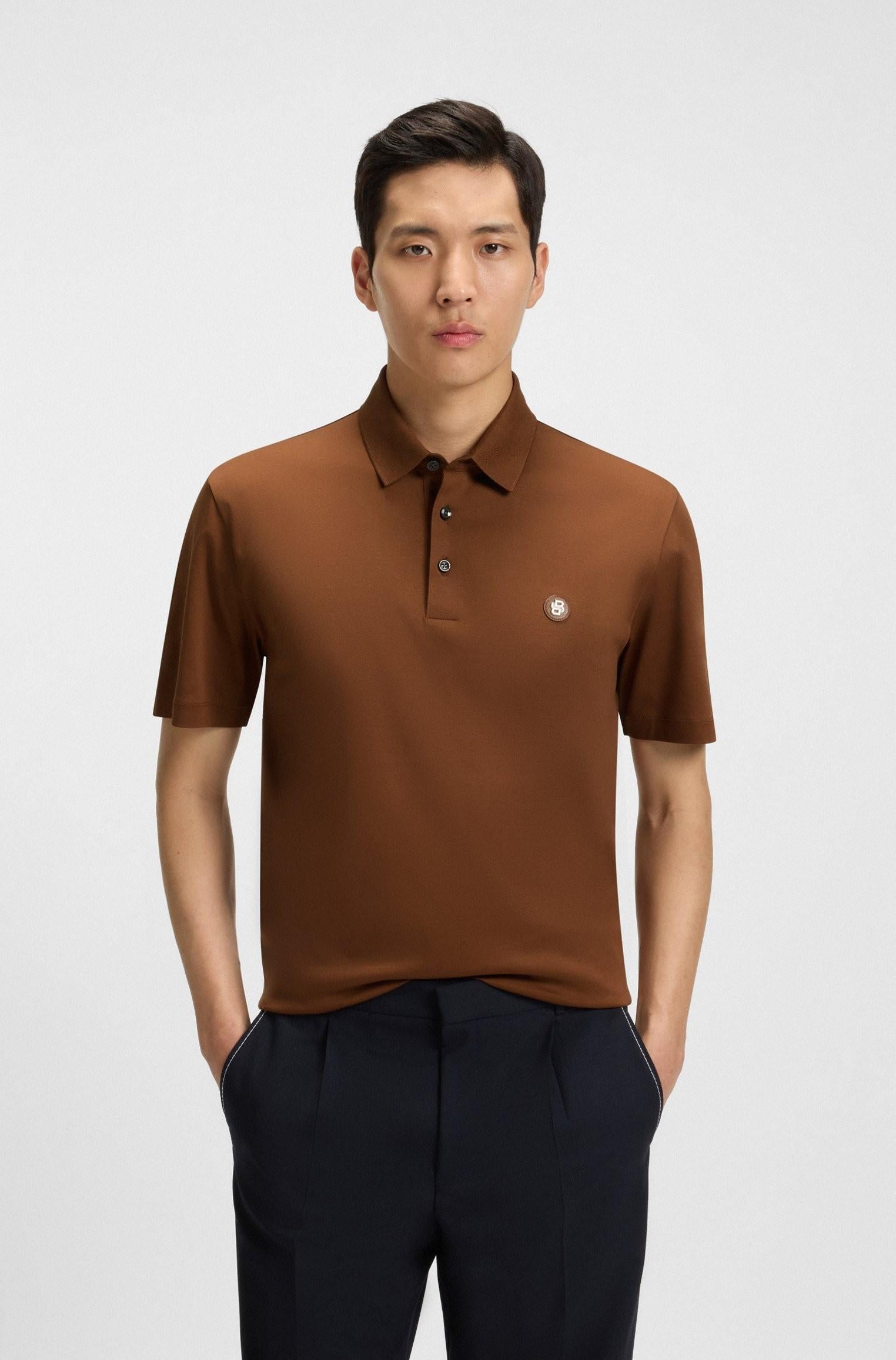 Polo in cotone mercerizzato con doppio monogramma 50520297 217 BOSS 