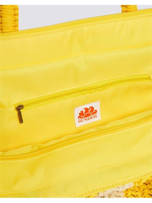 Borsa mare chou in paglia con scritta AW741ABPA100 12300 SUNDEK 