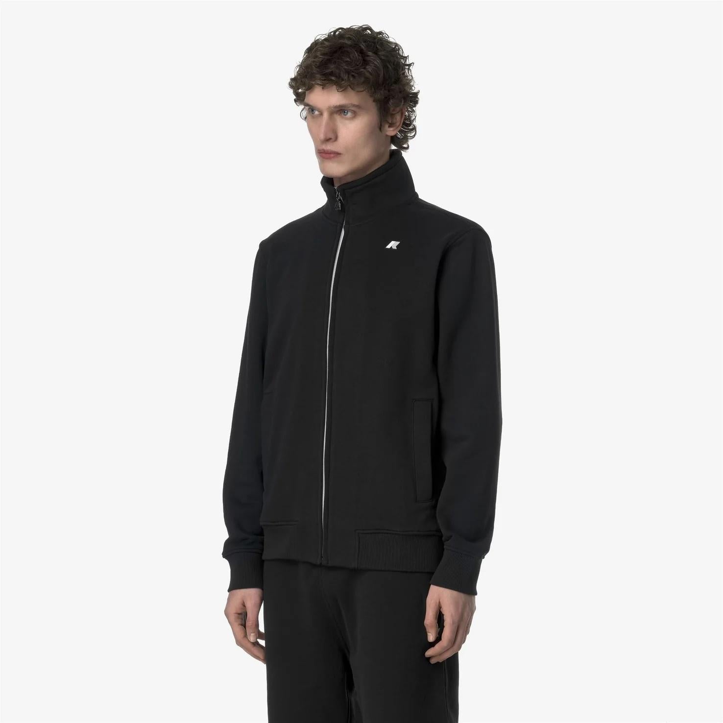 Giacca in pile casual da uomo nero con collo alto e tasche K31366W USY K-WAY 