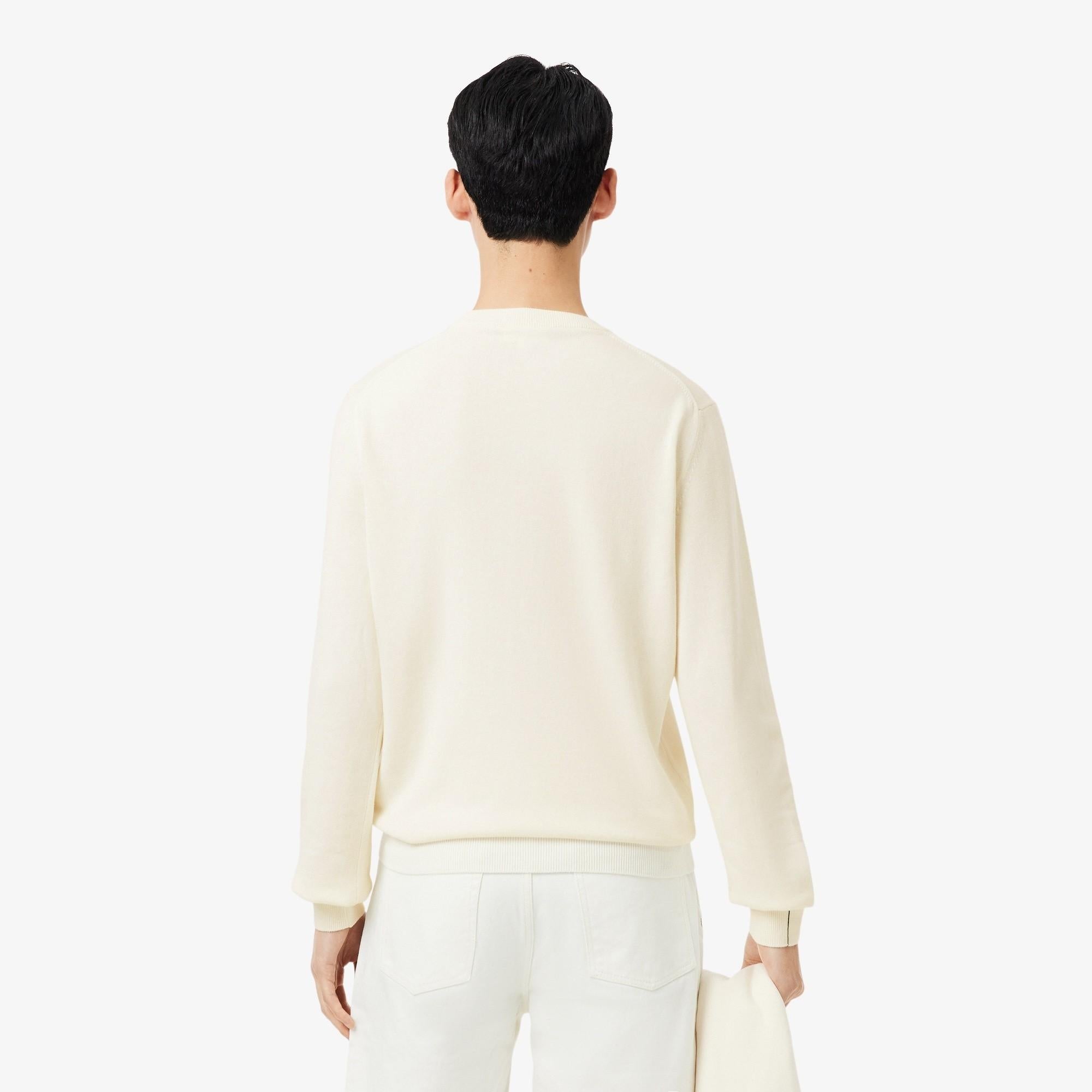 Pullover girocollo monocromatico in cotone AH1985 70V LACOSTE 