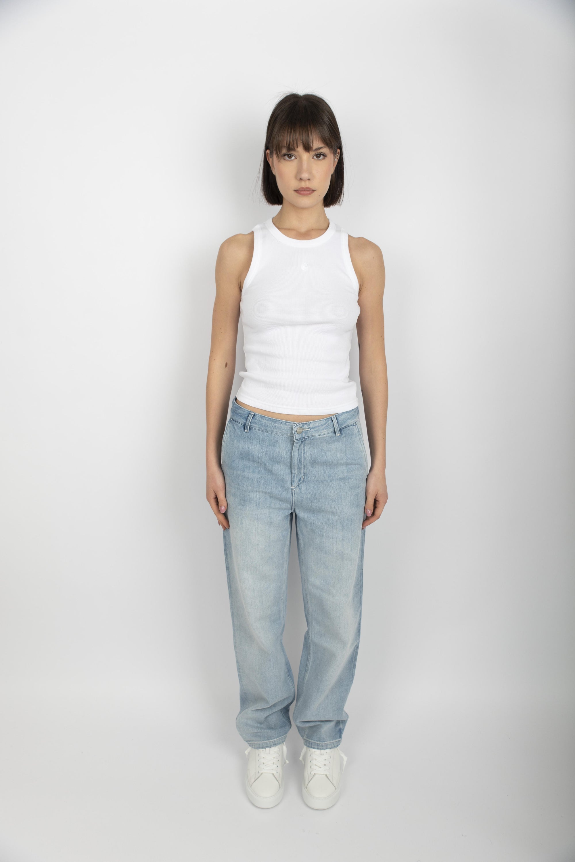 Pantaloni jeans Women's Pierce Pant Straight blue light stone washed  I031251 0147 CARHARTT WIP 