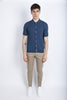 Blue ribbed knit shirt