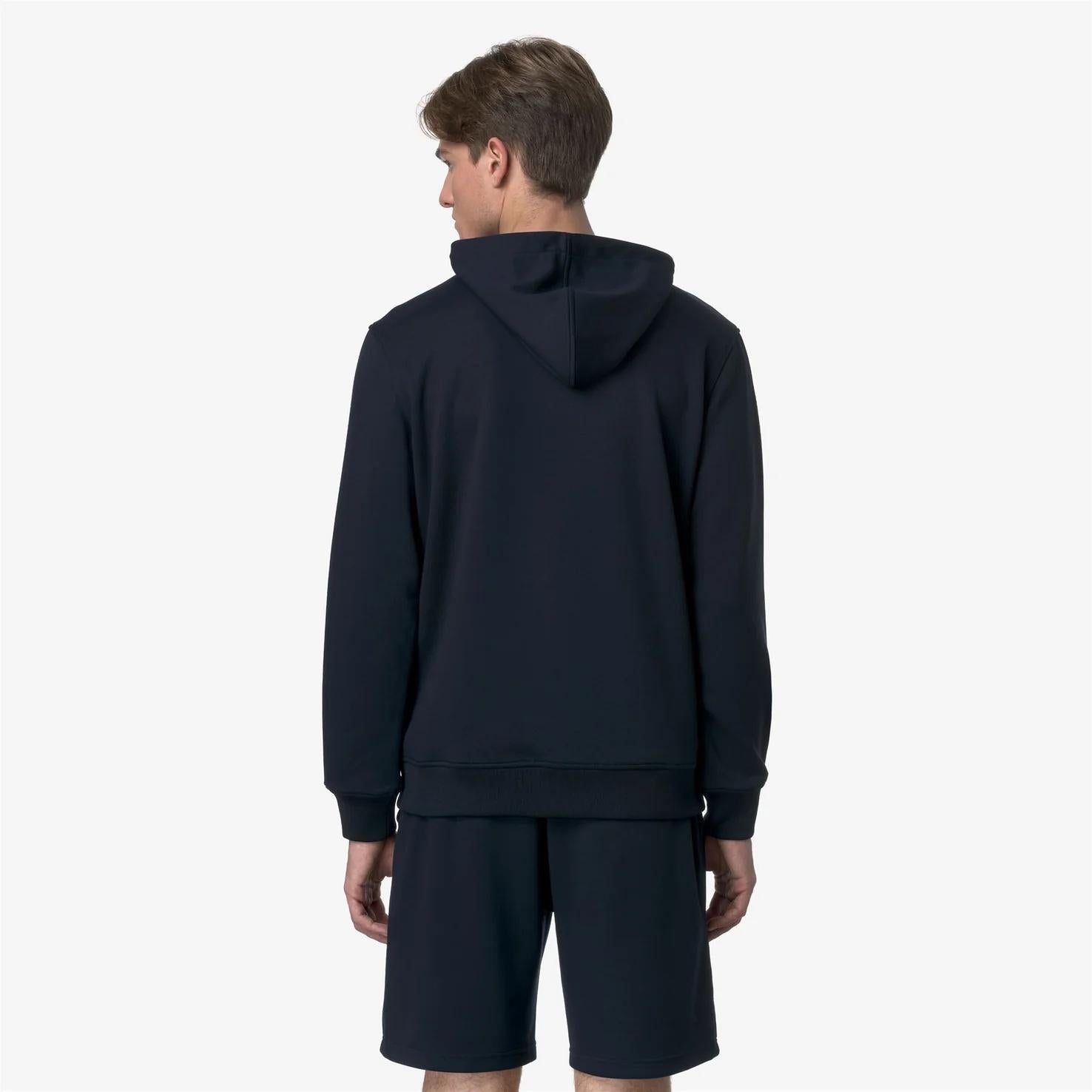 Giacca in caldo pile da uomo blu con cappuccio regolabile K1151UW K89 K-WAY 