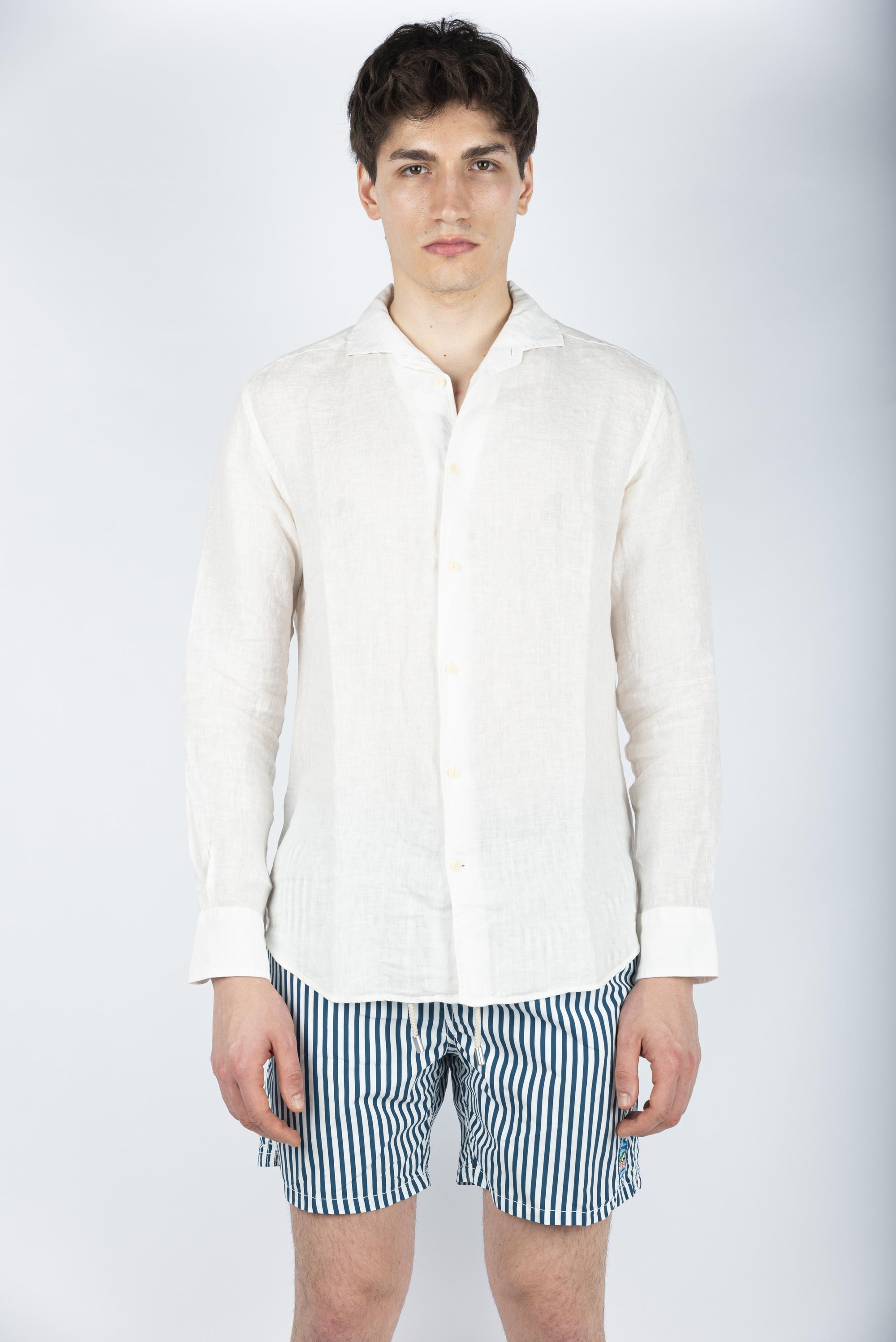 Camicia Cuba in lino bianco CUB0001 01033H MC2 SAINT BARTH 