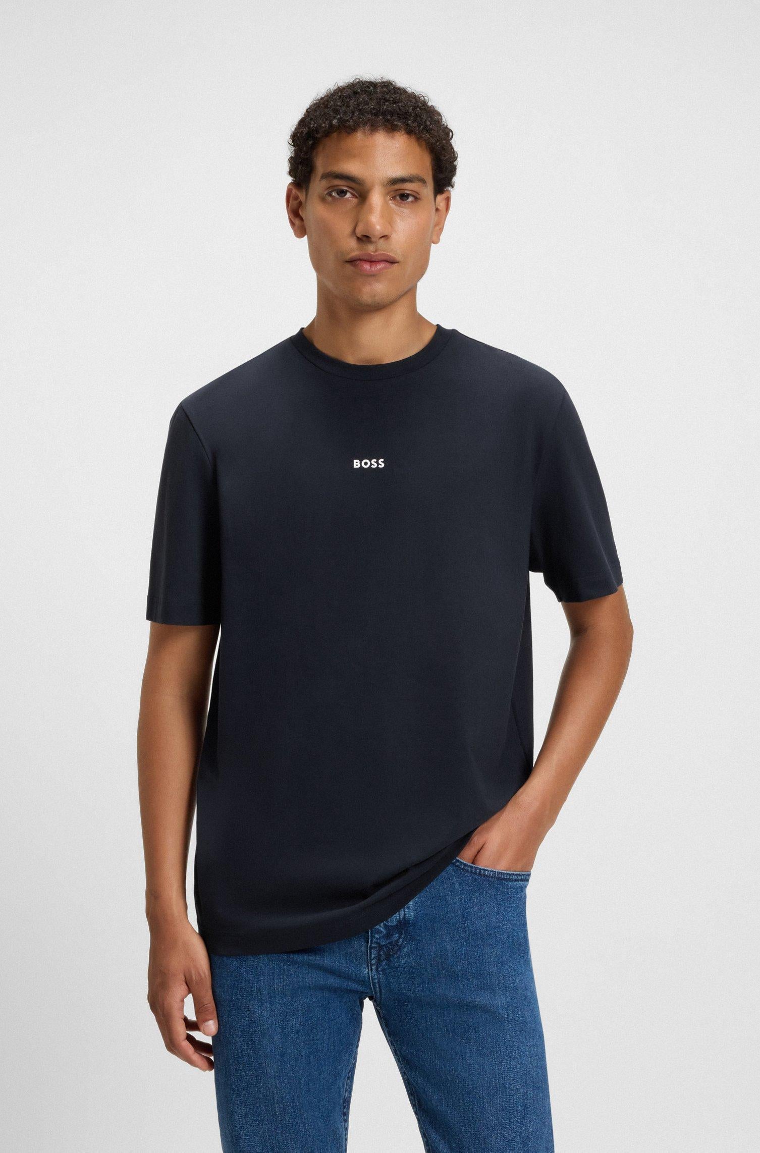 T-shirt relaxed fit in cotone elasticizzato con logo stampato 50473278 404 BOSS 