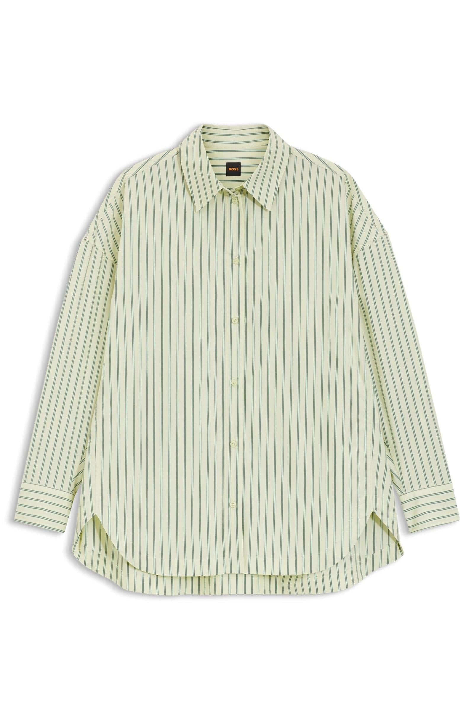 Camicetta a righe tagliate in popelina di cotone 50559241 982 BOSS 
