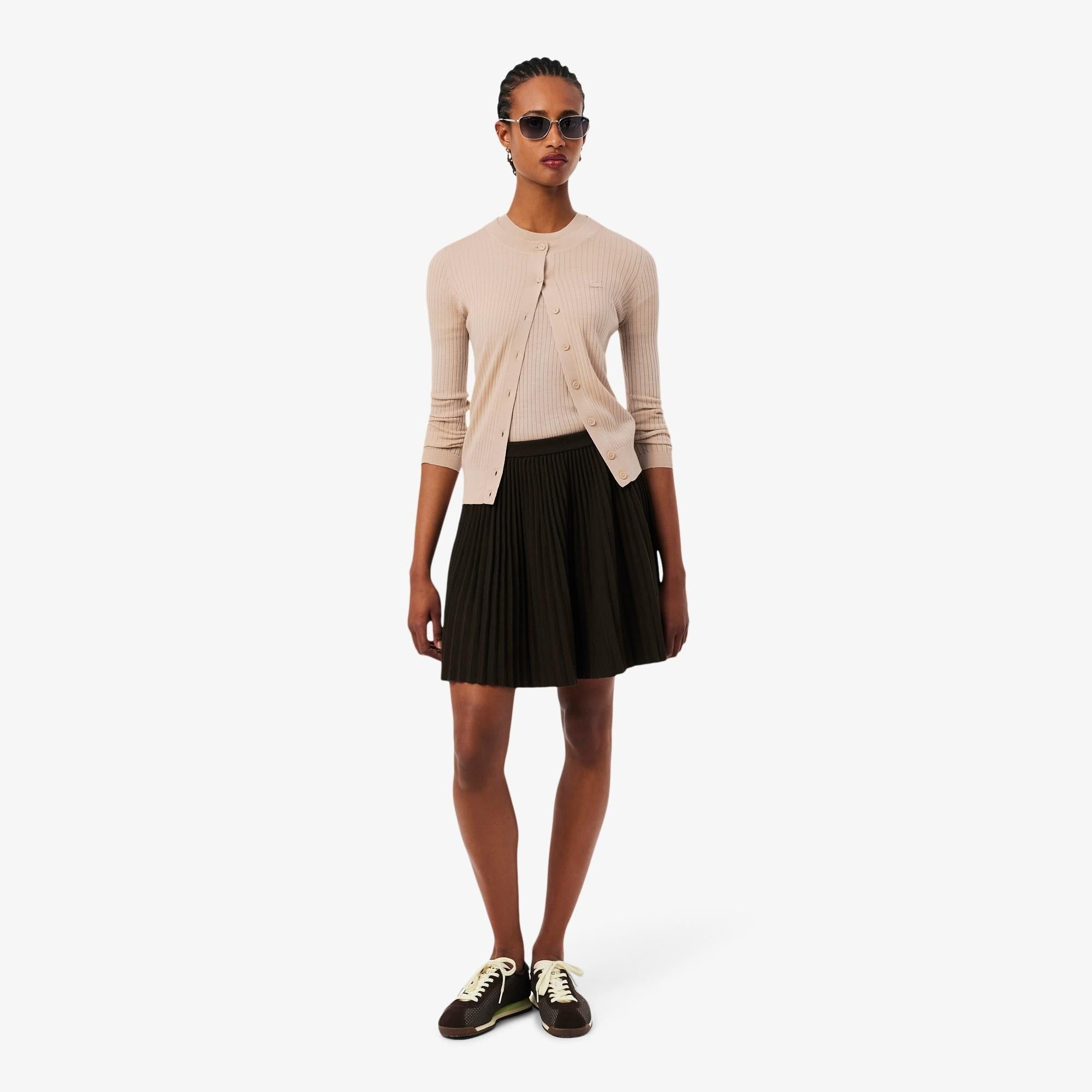 Maglione a maniche corte in lana merinos a coste AF4146 X6F LACOSTE 