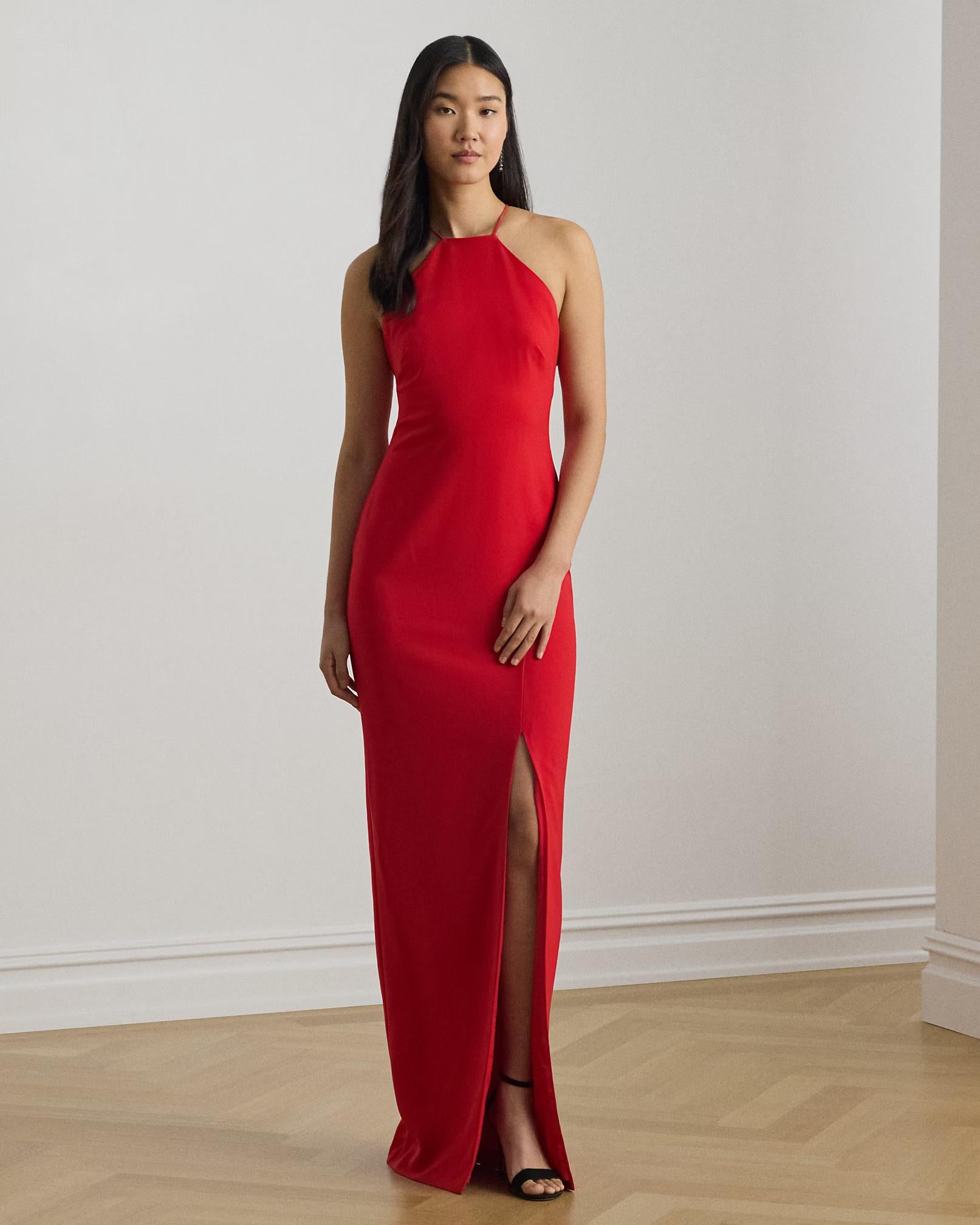 Abito halter in crêpe double-face 253P10146 001 LAUREN 