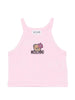 Teddy Bear Print Top with Flower
