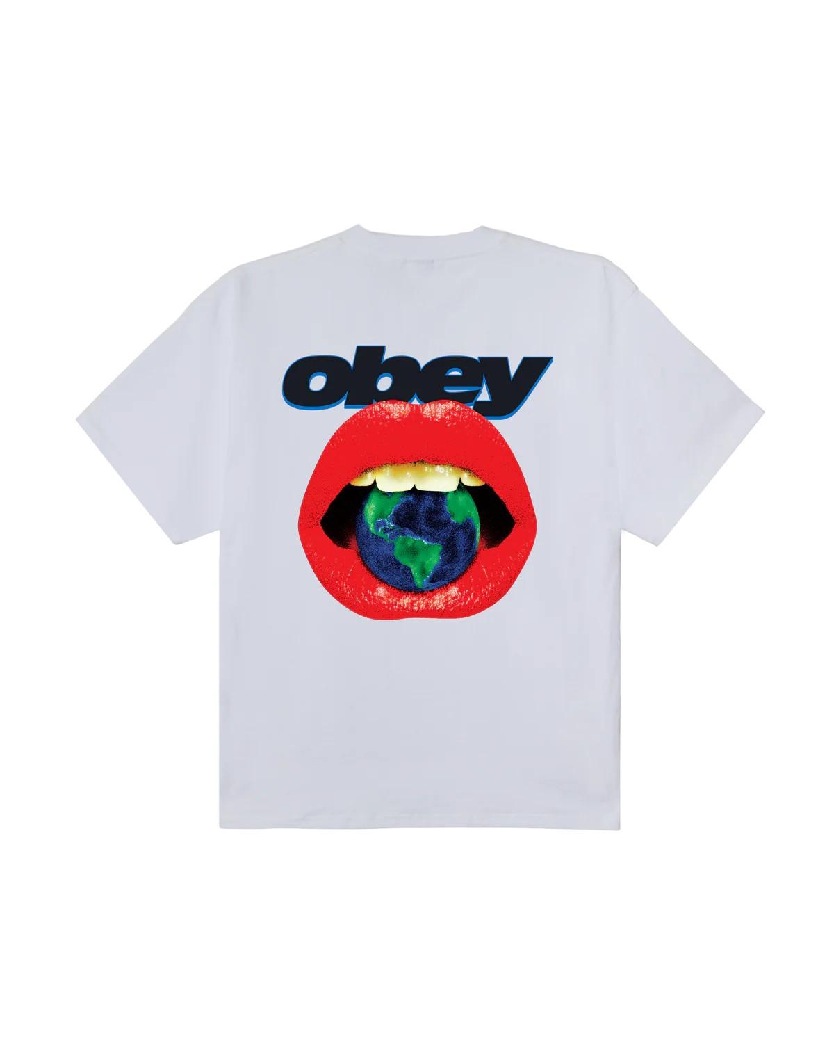 Lips heavyweight t-shirt 168024359 WHT OBEY 