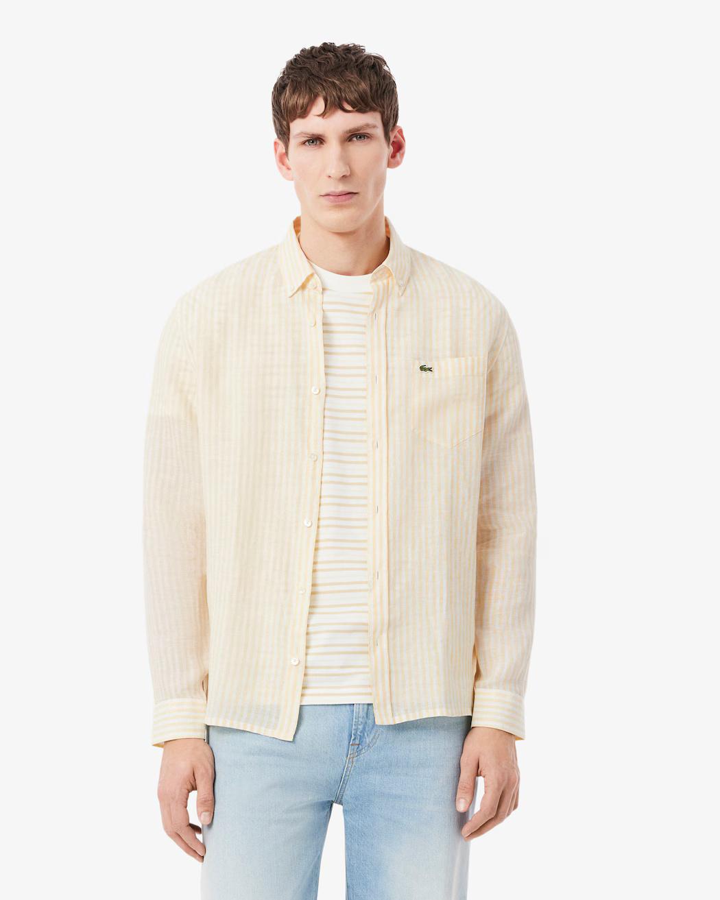 Camicia di lino a righe regular fit CH6985 2AI LACOSTE 