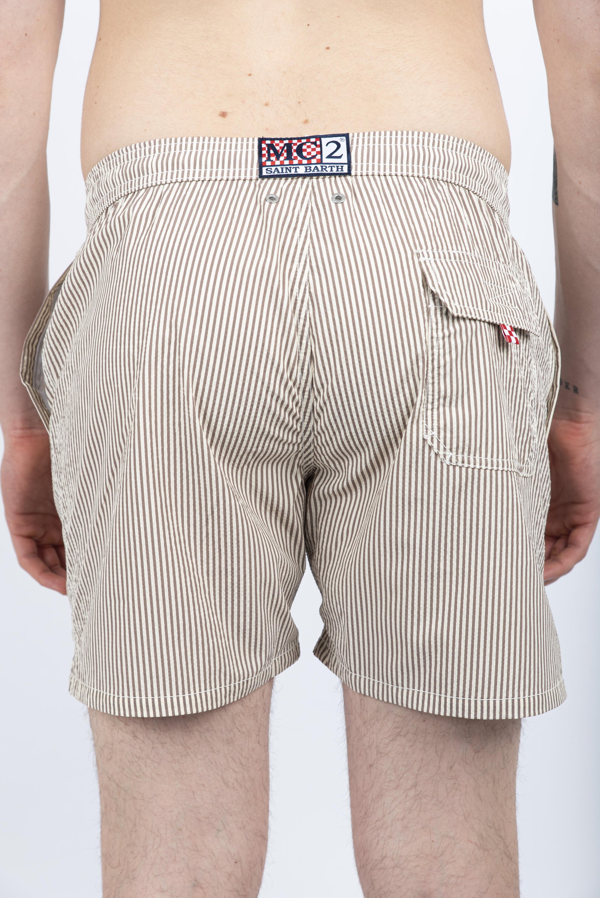 Costume classico leggero Patmos a righe marroni PATM001 01654H MC2 SAINT BARTH 