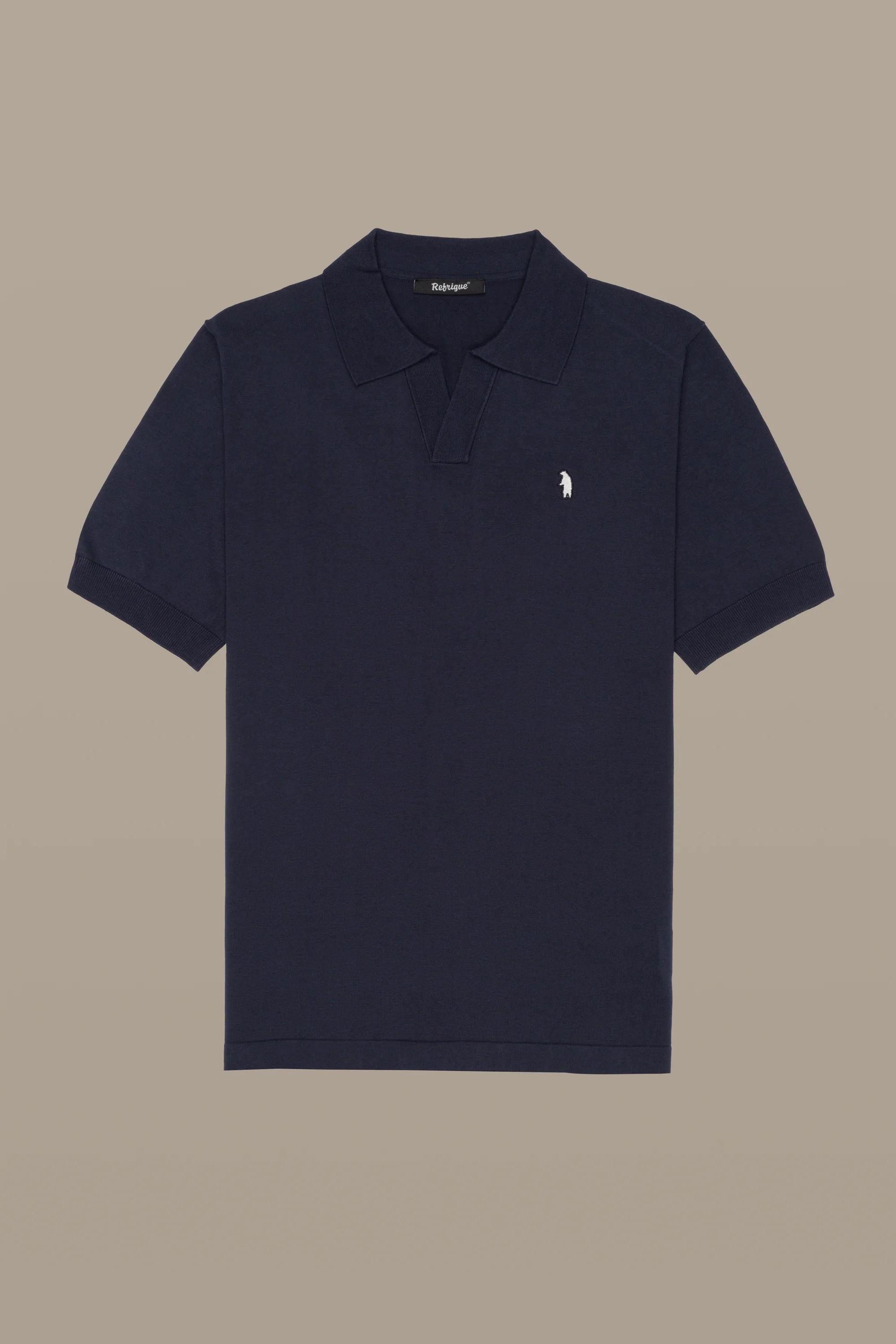 Polo knit v neck R5009M261 INK REFRIGUE 