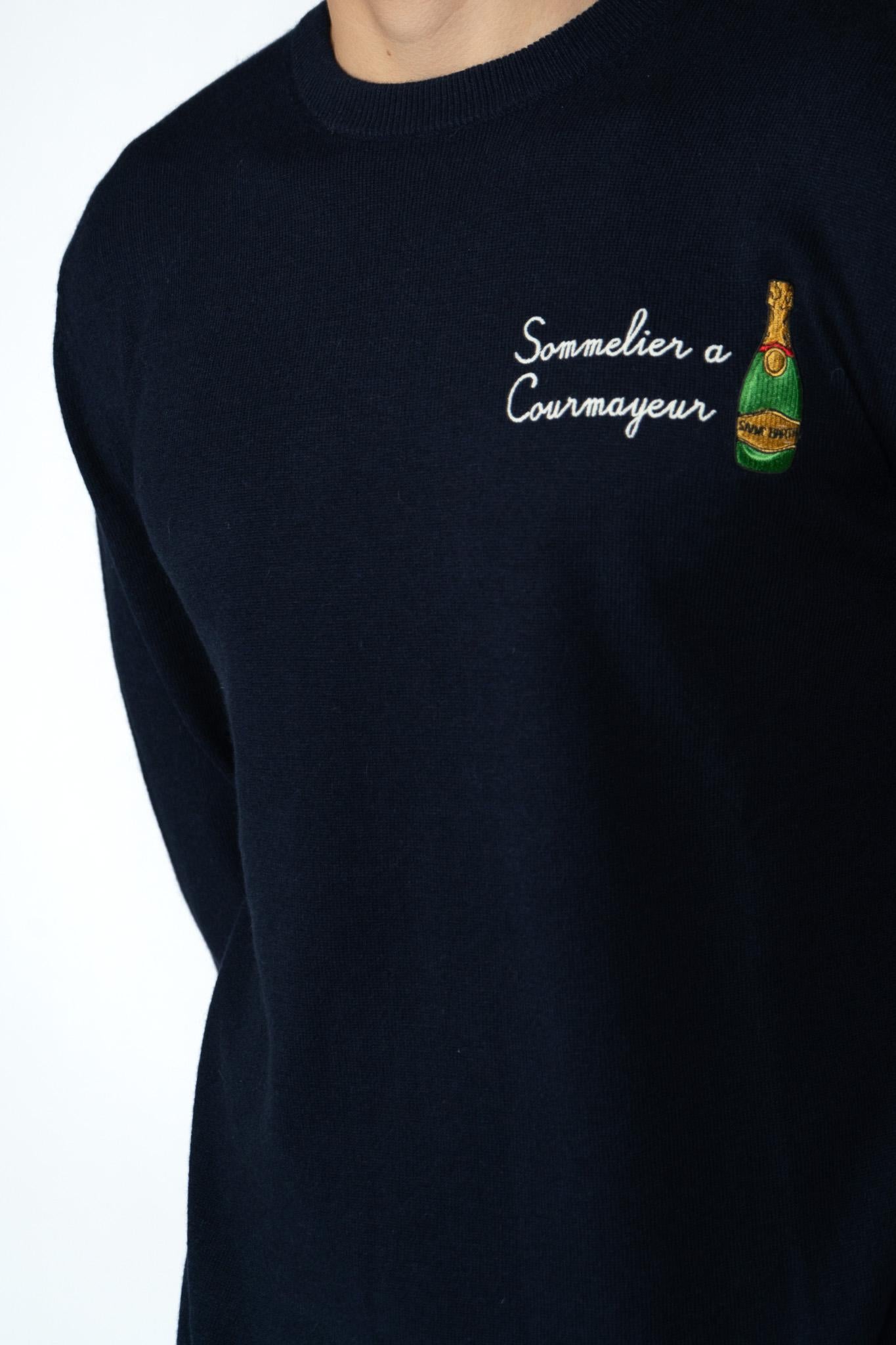 Maglione a girocollo Heron Light con ricamo Sommelier a Courmayeur HER0024 03502I MC2 SAINT BARTH 