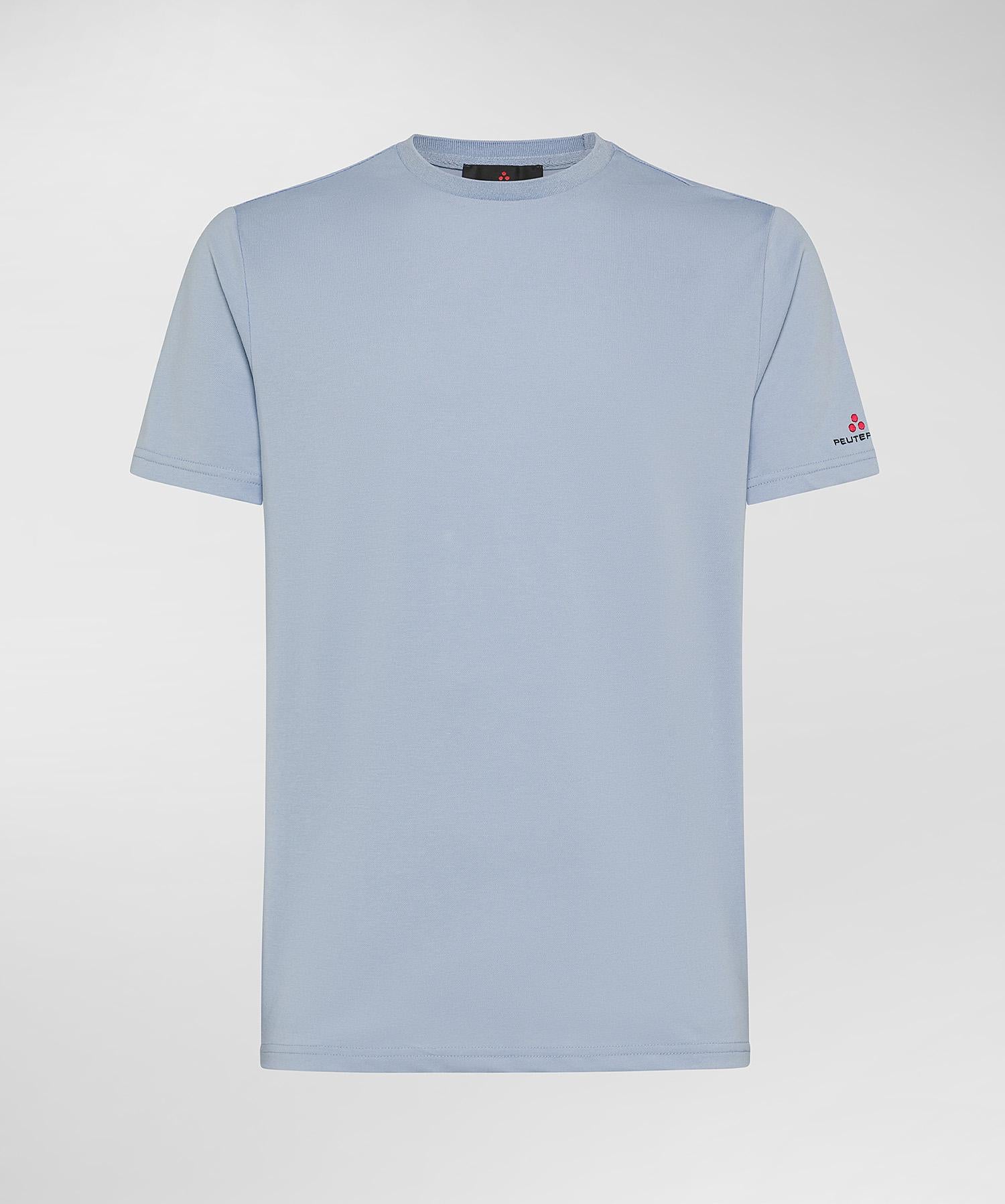 Zole 02 T-Shirt in Piquet stretch di cotone e seta blu fumo PEU5470 289 PEUTEREY 