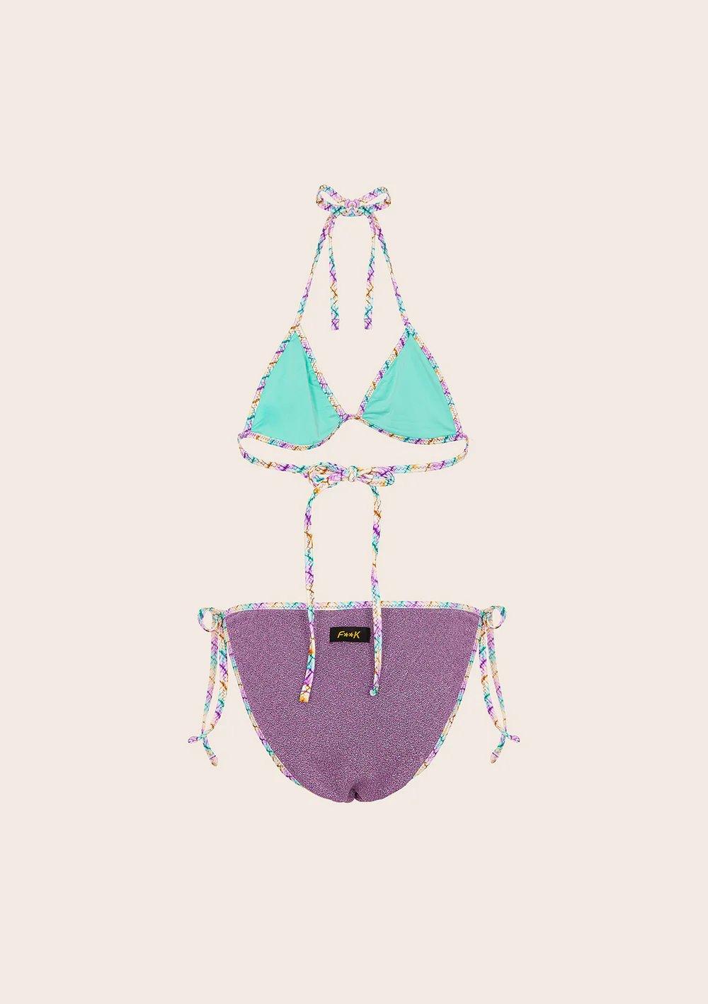 Bikini Bambina Triangolo con Slip Fisso Fantasia viola G1G01TFX 55 F**K 