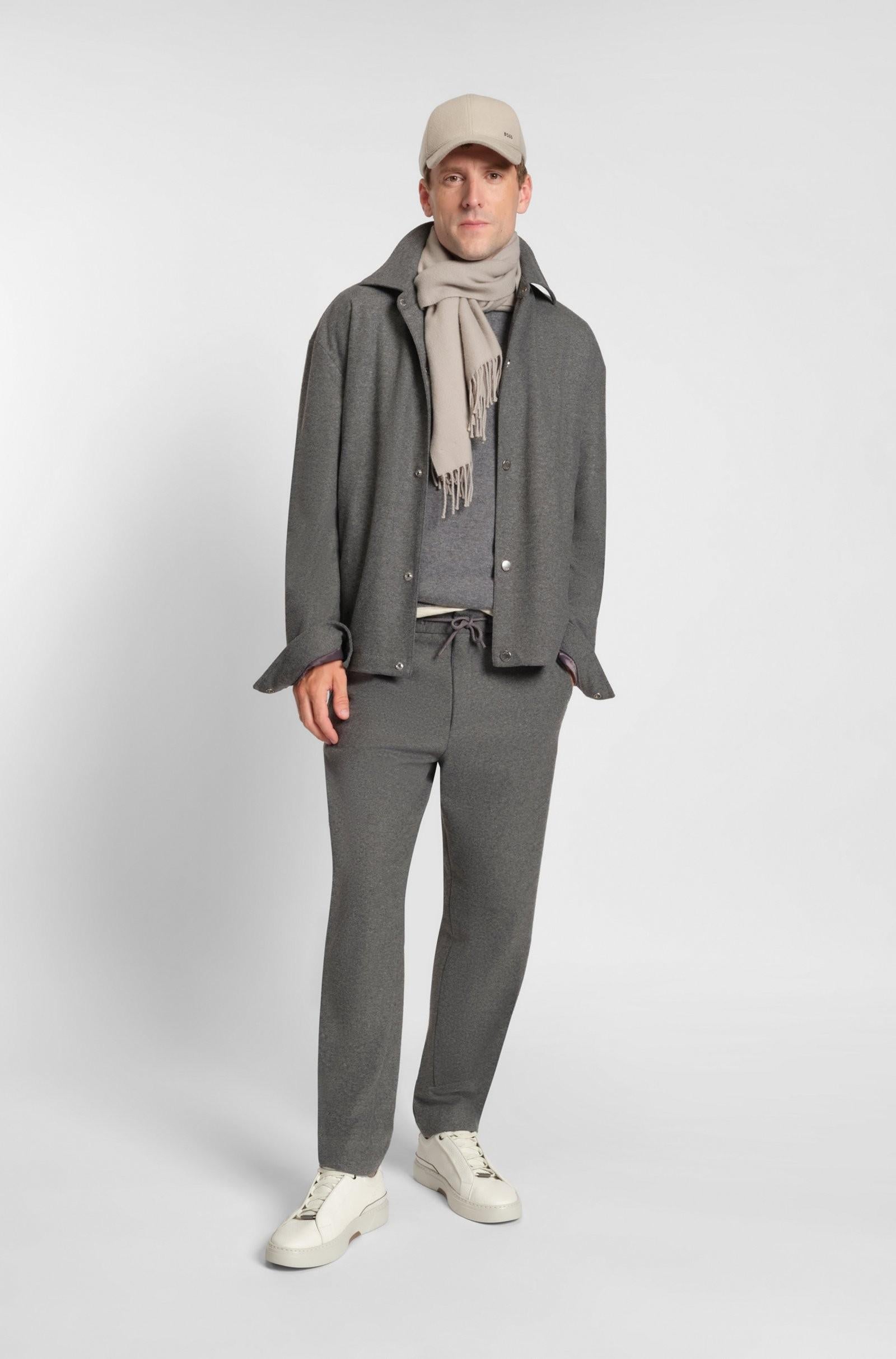 Pantaloni in flanella elasticizzata spazzolata con fit affusolato 50551542 030 BOSS 