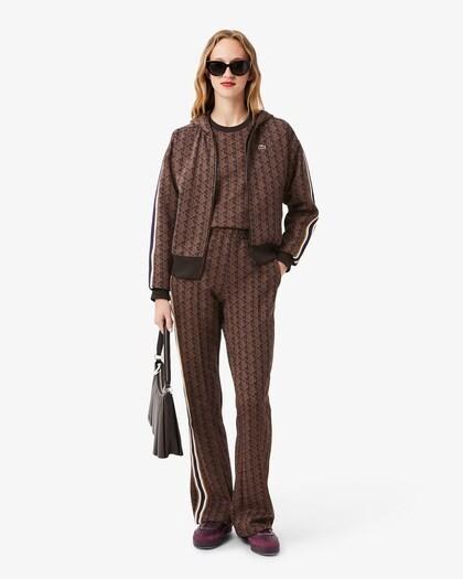 Felpa con cappuccio in jacquard con monogramma viola/marrone SF7606 9I4 LACOSTE 