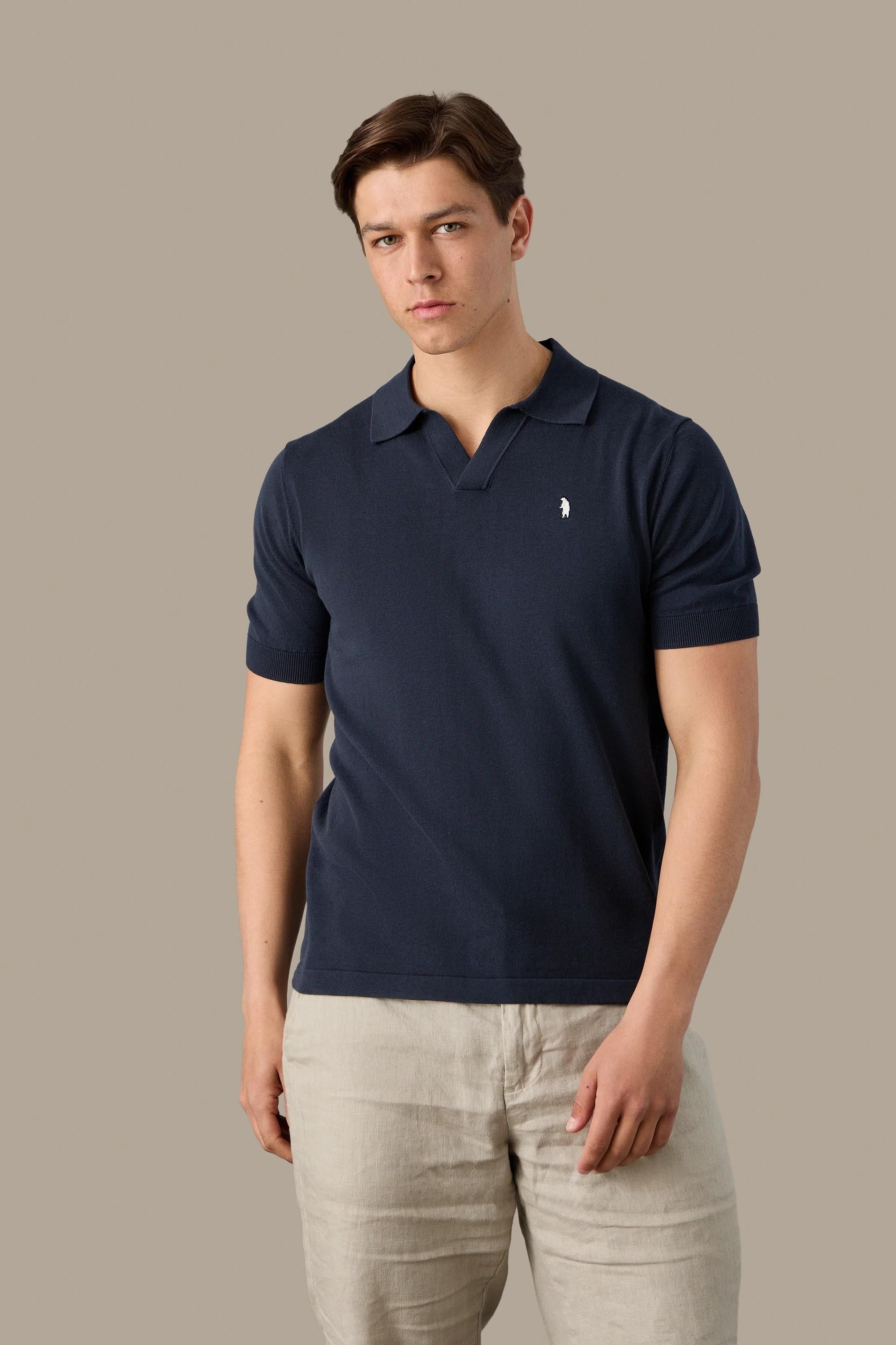 Polo knit v neck R5009M261 INK REFRIGUE 
