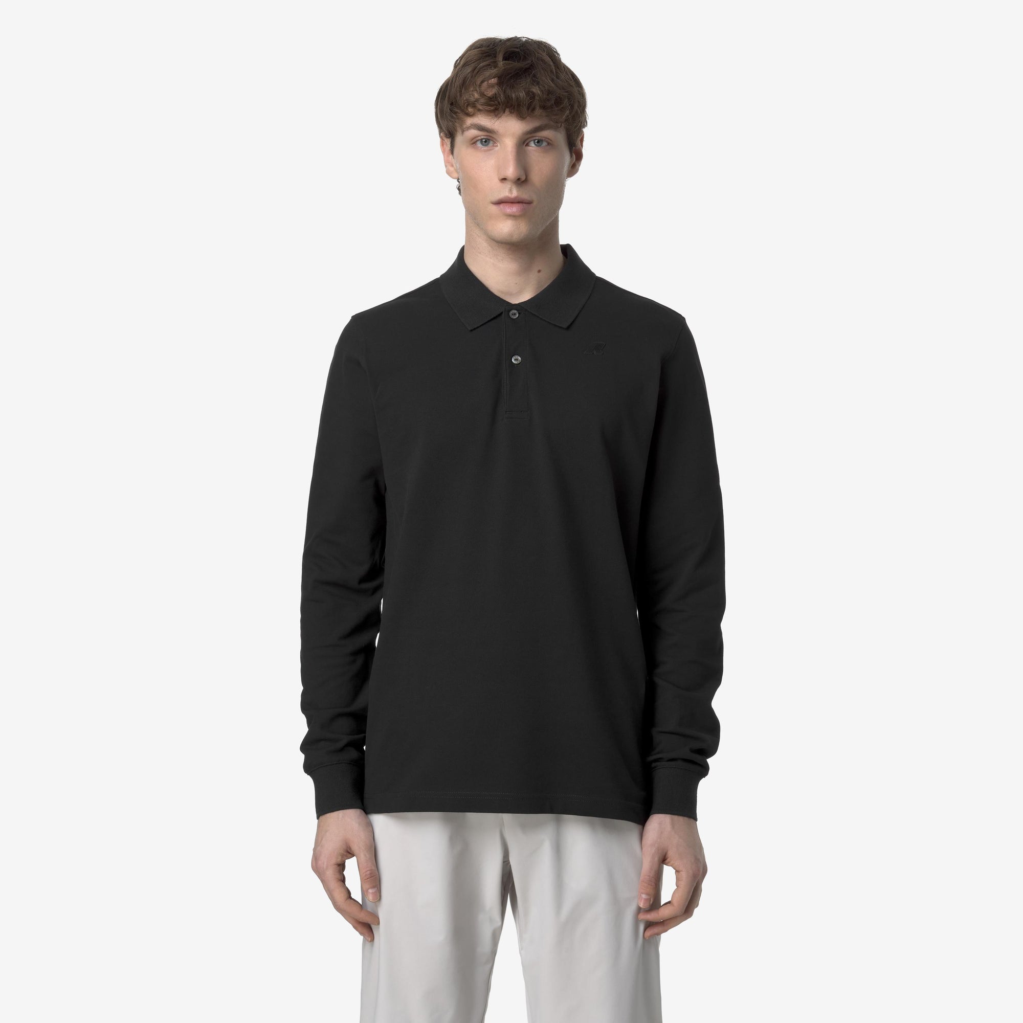 Polo da uomo nero slim fit maniche lunghe K1125GW USY K-WAY 