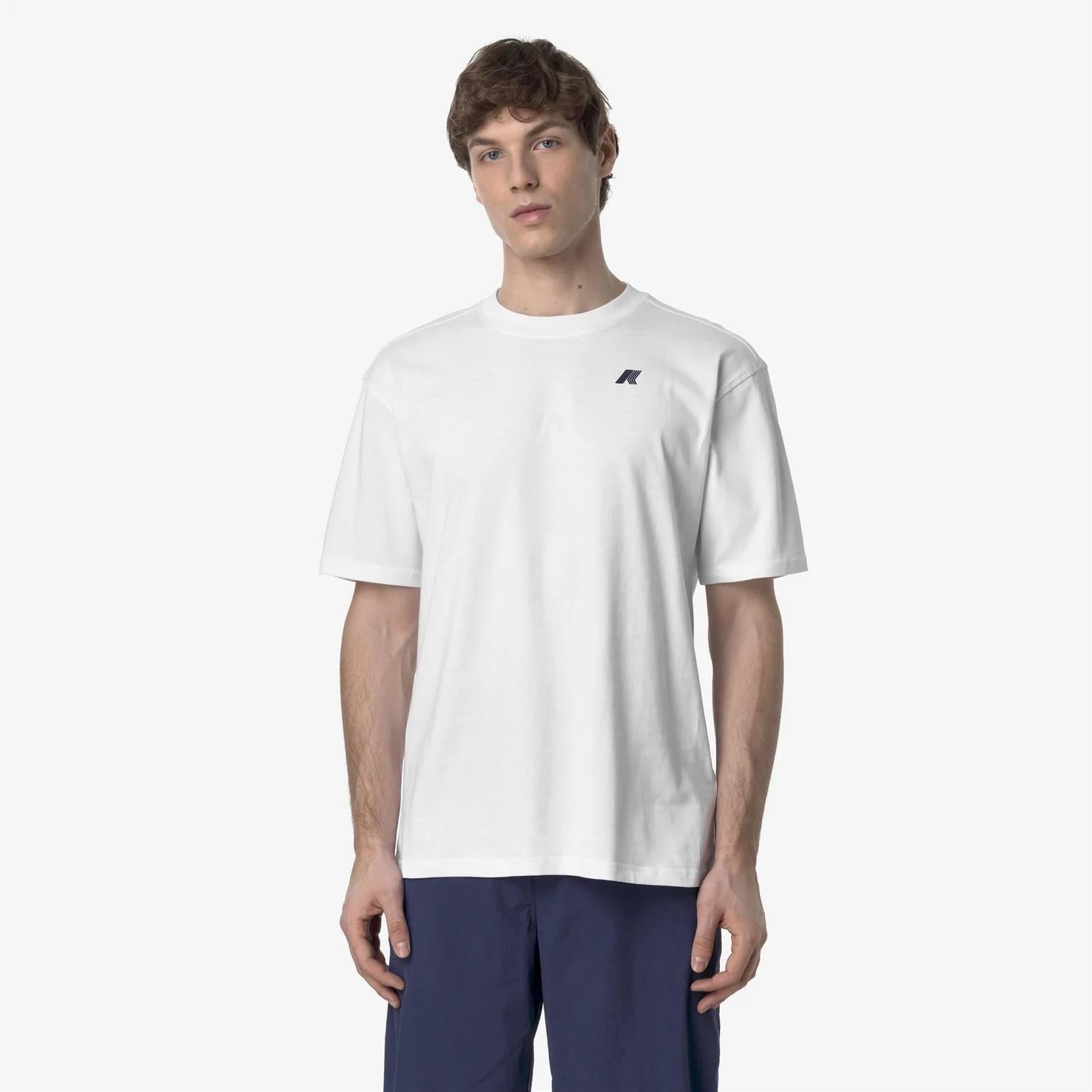 T-shirt casual da uomo bianco in cotone con stampa grafica K3138PW 001 K-WAY 