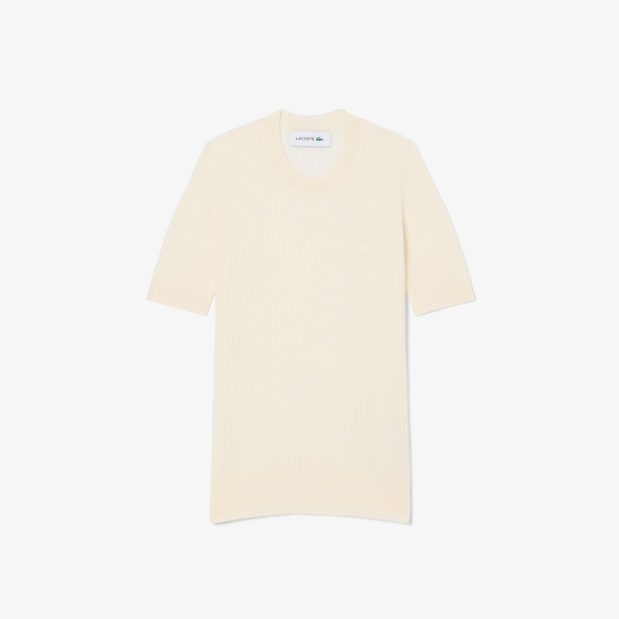 Maglione a maniche corte in lana merinos a coste AF4146 70V LACOSTE 