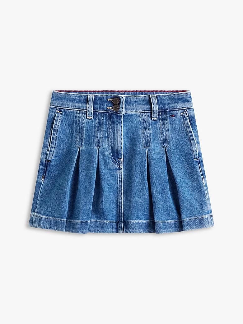 Gonna in denim con pieghe KG0KG09251J 1BK TOMMY HILFIGER 