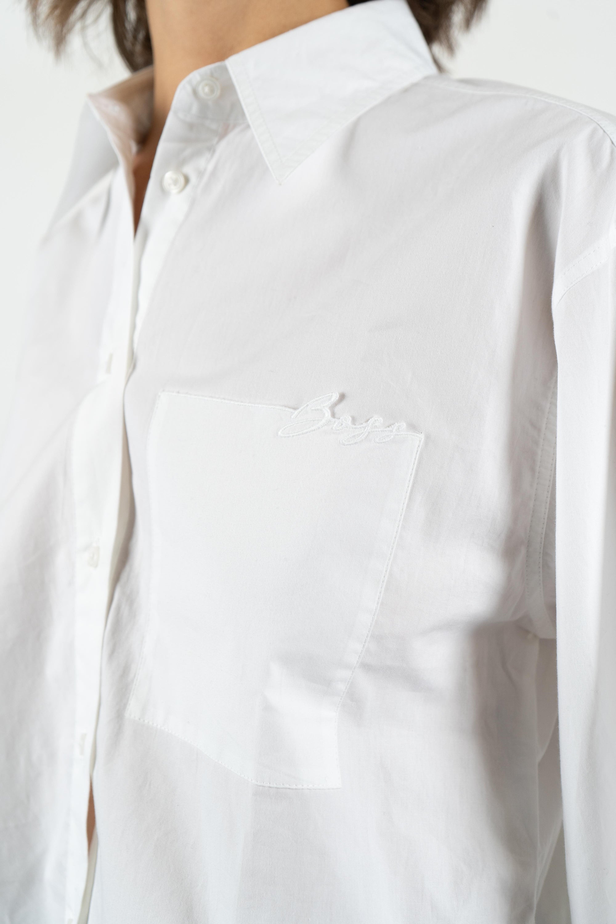 Camicetta tagliata in popelina di cotone 50548402 100 BOSS 