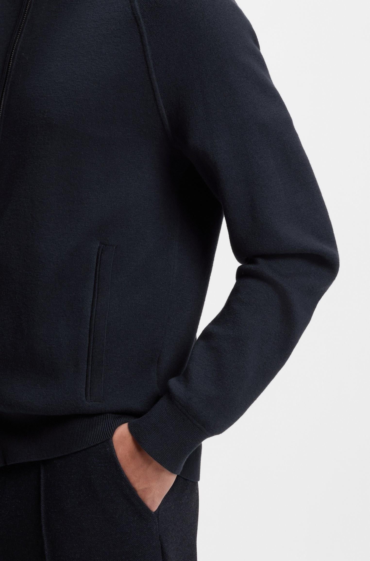Cardigan in cotone e lana vergine con zip 50543150 404 BOSS 