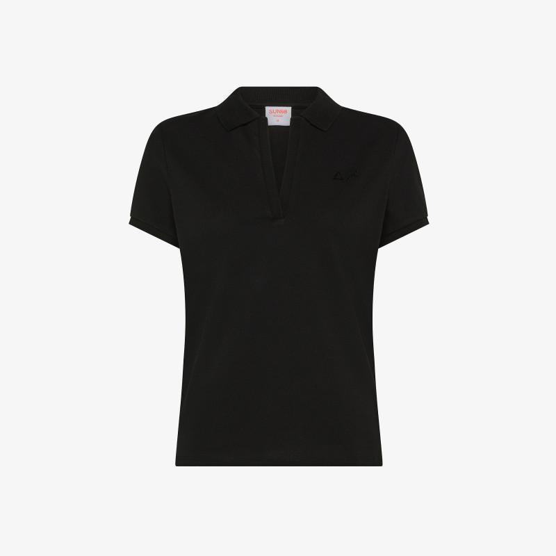 Polo in piquet con logo in strass A35202 11 SUN68 