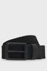 Braided belt with leather trim and logo detail
