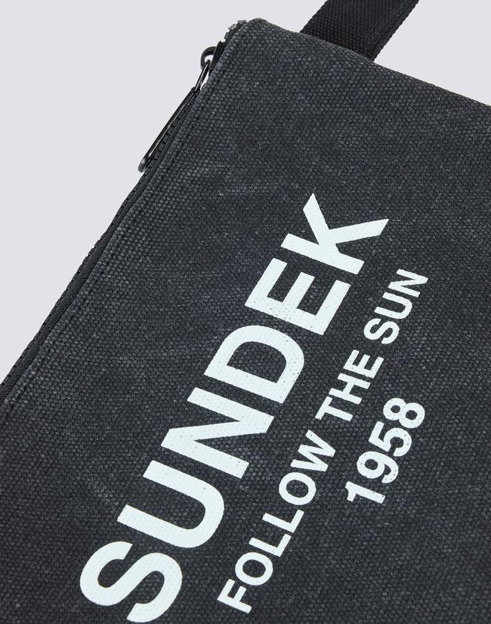 Pochette in cotone canvas stone washed nero AW716ABCV500 00400 SUNDEK 
