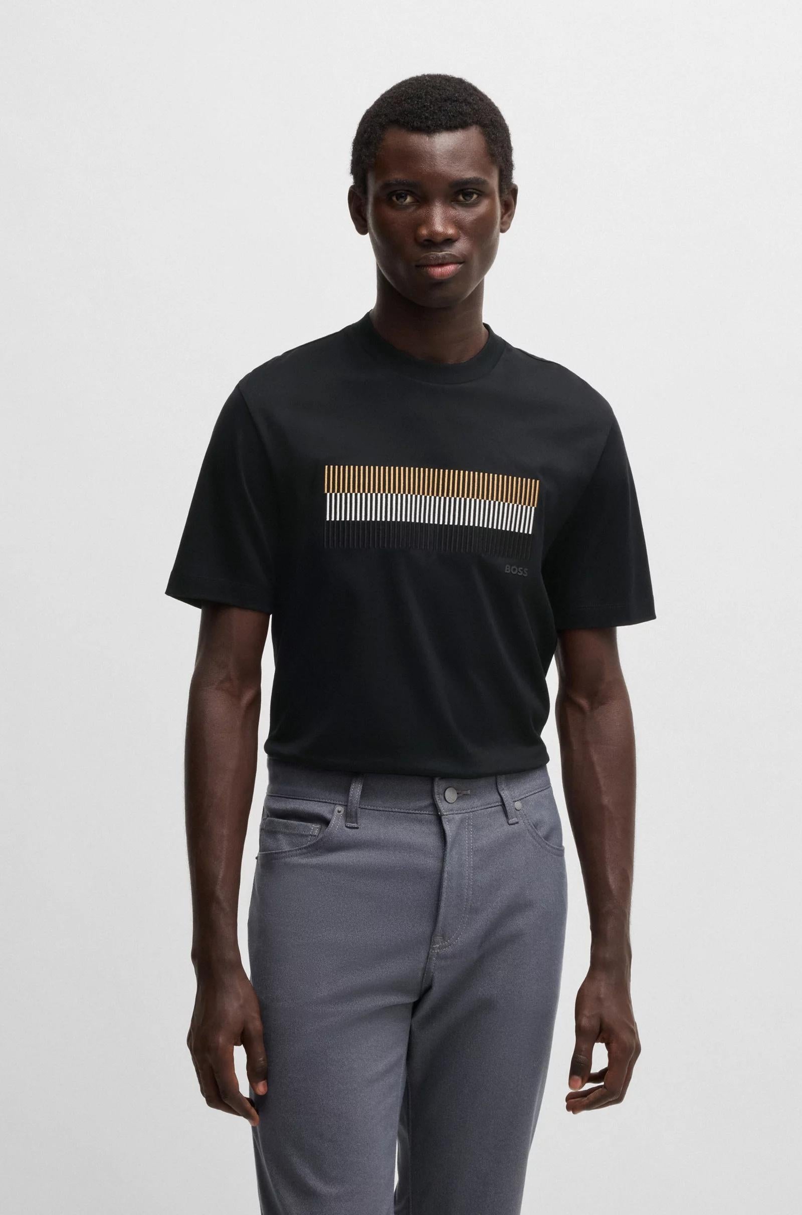 T-shirt in cotone mercerizzato con grafica del marchio 50531862 001 BOSS 