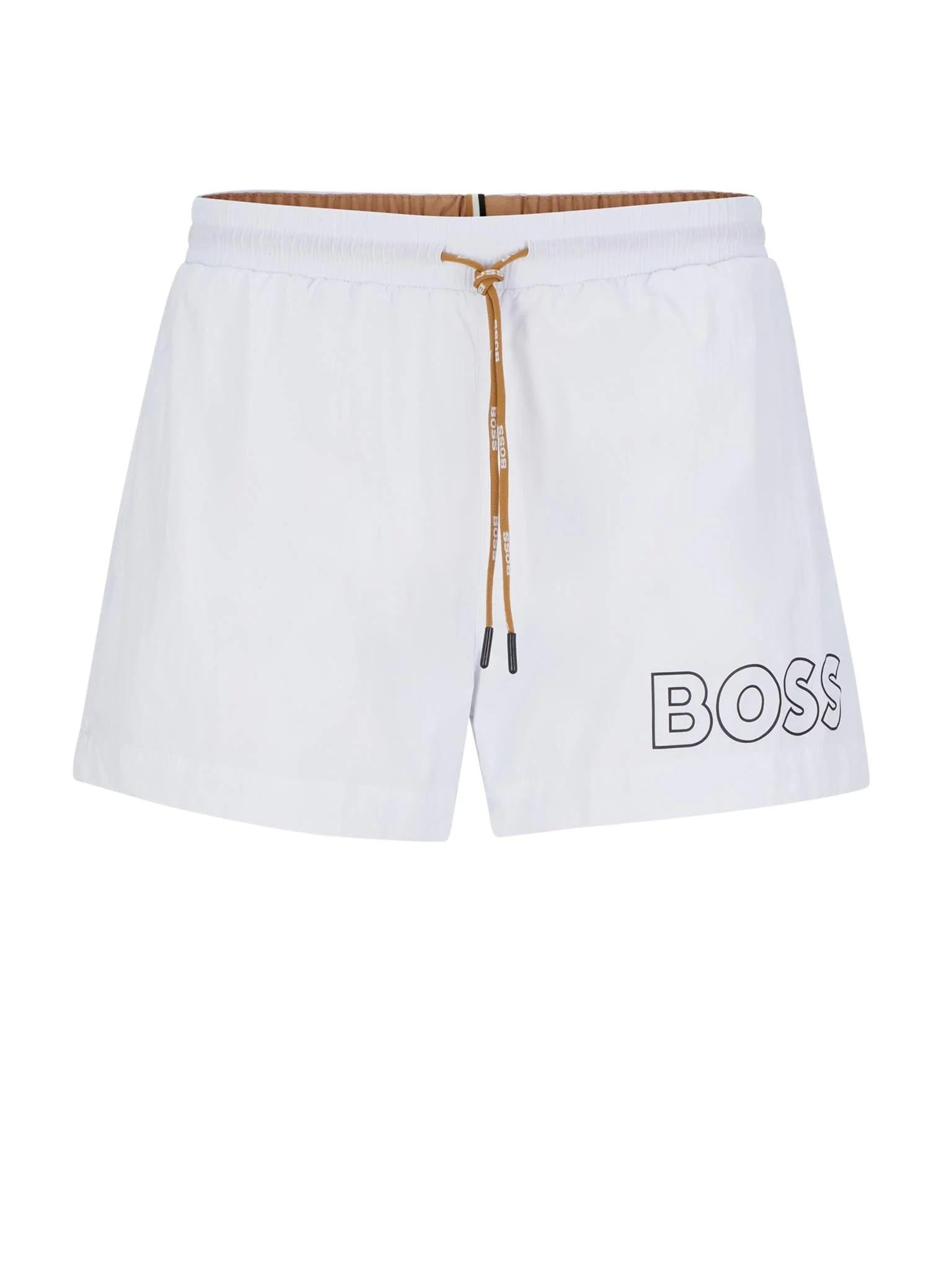 Boxer da mare con logo stampato a contorno 50469280 100 BOSS 