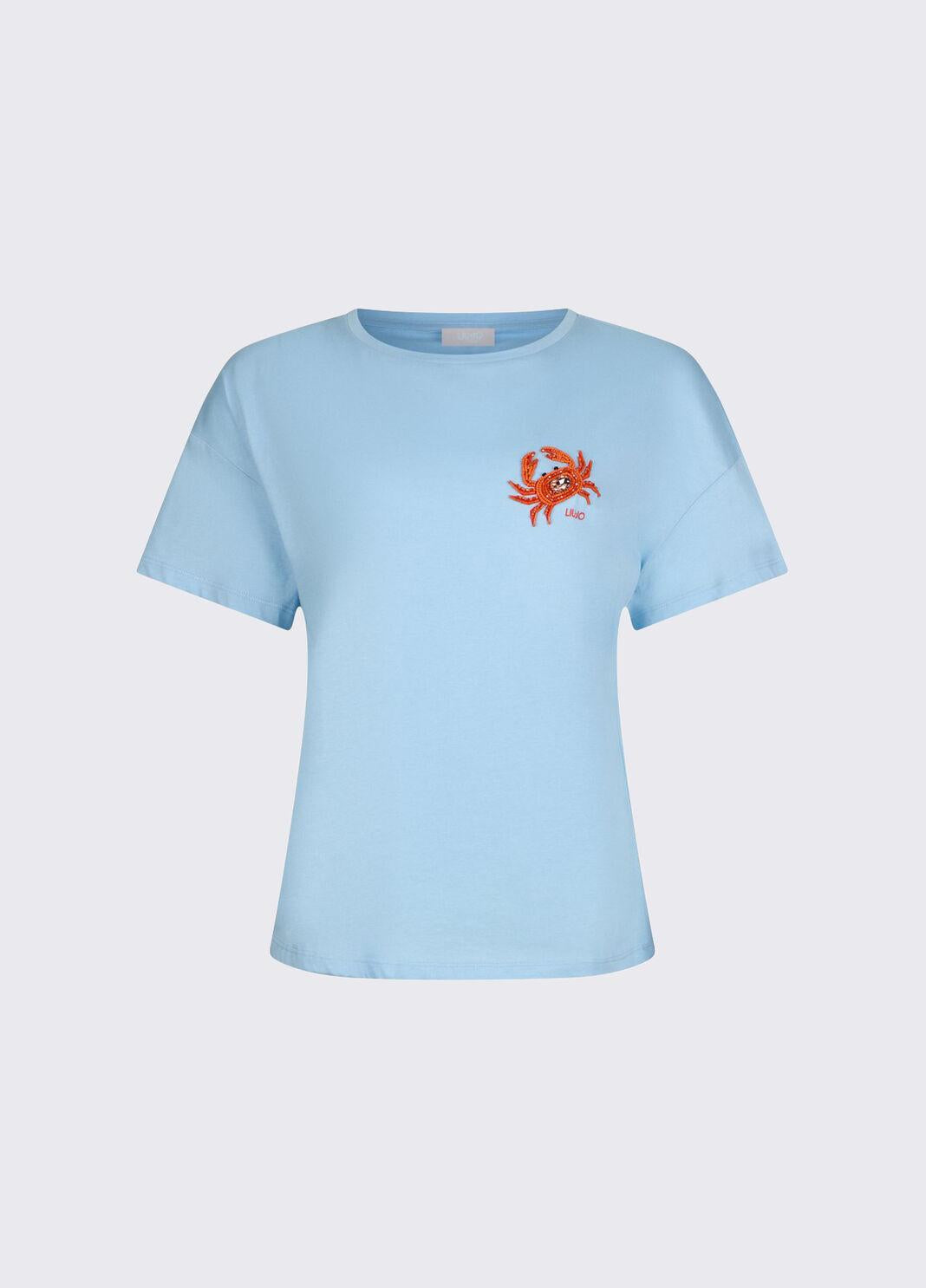 T-shirt con patch WA6414JS923 P9431 LIU JO WHITE1 