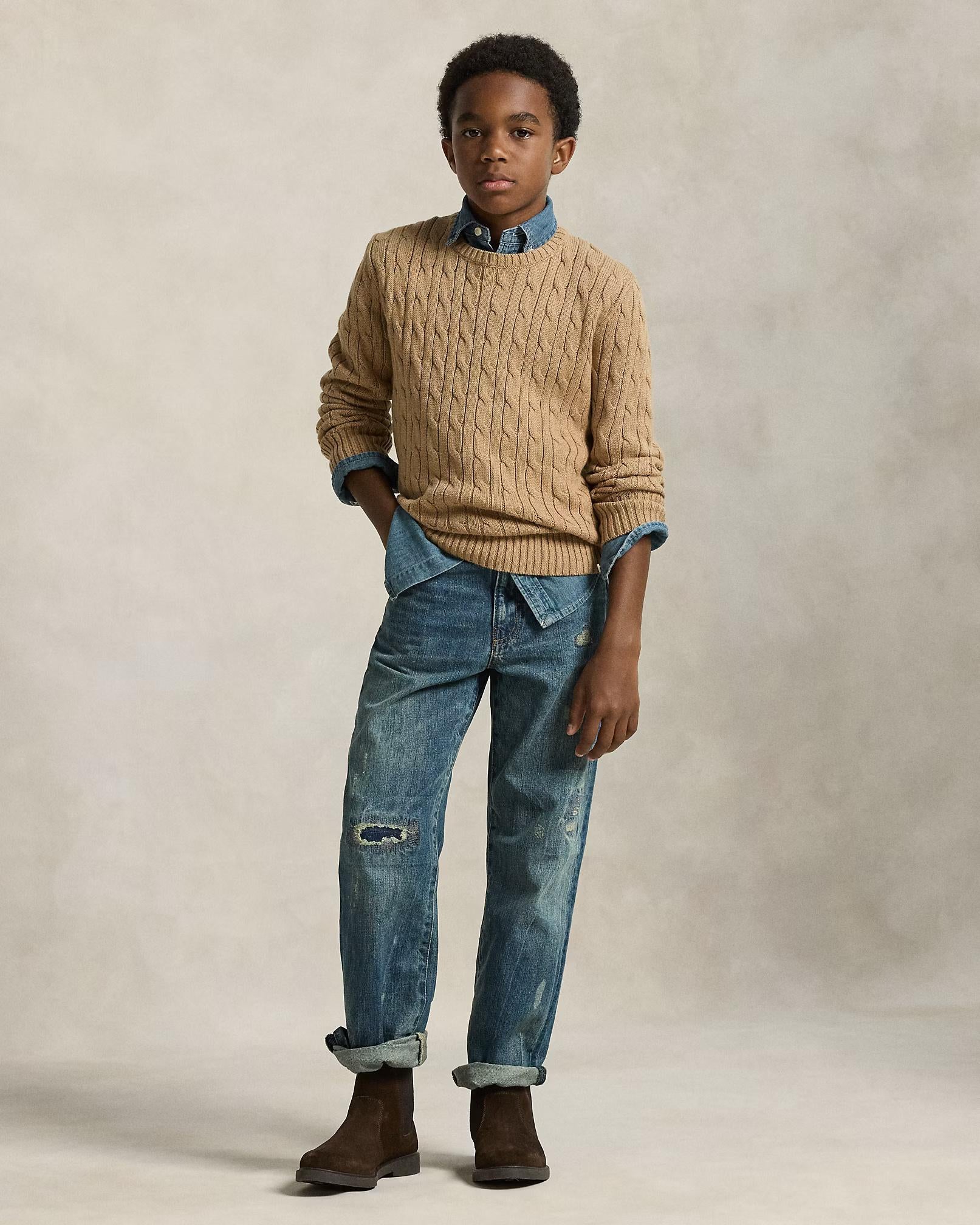 Maglia in cotone a trecce 323702674 082 POLO RALPH LAUREN 