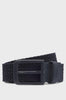 Braided belt with leather trim and logo detail