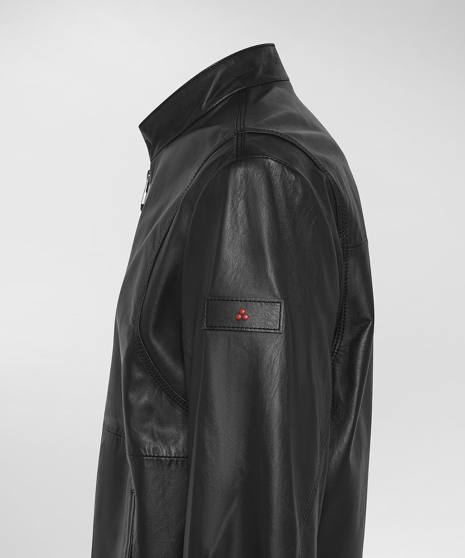 Tureia PPT Bomber in pelle con dettagli in maglina elastica nero PEU5413 NER PEUTEREY 
