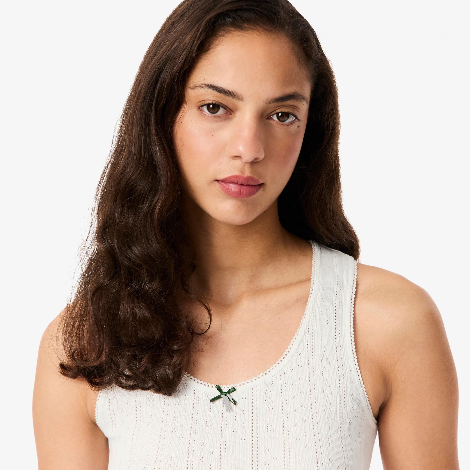 Canotta slim fit Pointelle in maglia di cotone TF5279 70V LACOSTE 