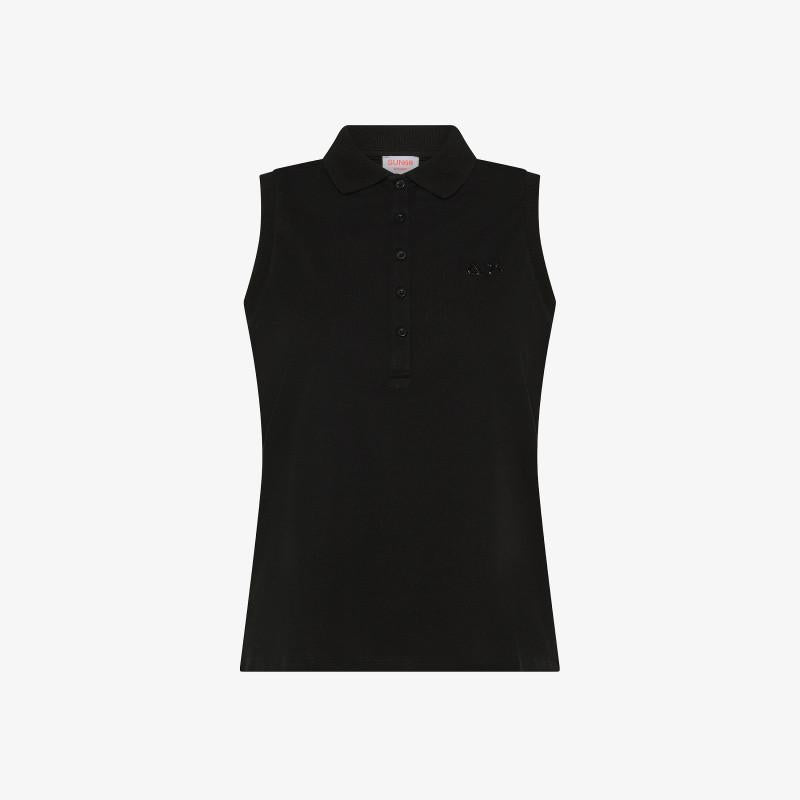 Polo in piquet con logo in strass A35203 11 SUN68 