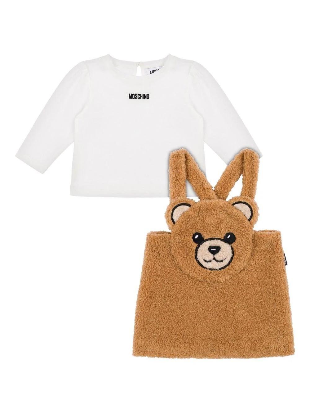 Salopette per neonata con applicazione MDK037LIA00 20351 MOSCHINO BABY 