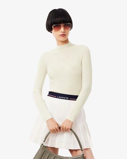 Maglione a collo alto in lana merinos a coste AF4189 70V LACOSTE 