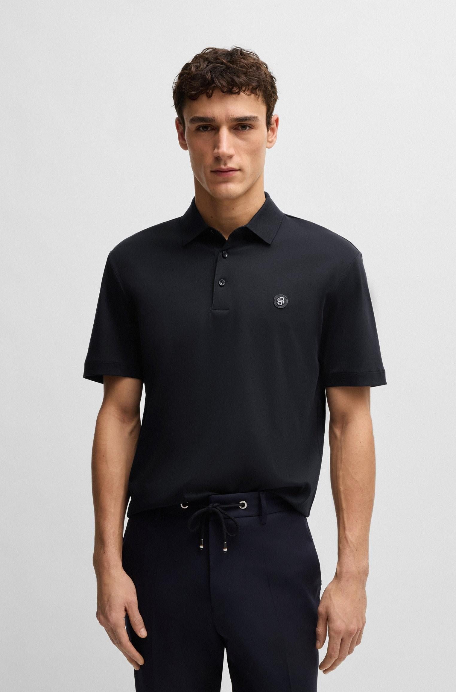 Polo in cotone mercerizzato con doppio monogramma 50520297 404 BOSS 
