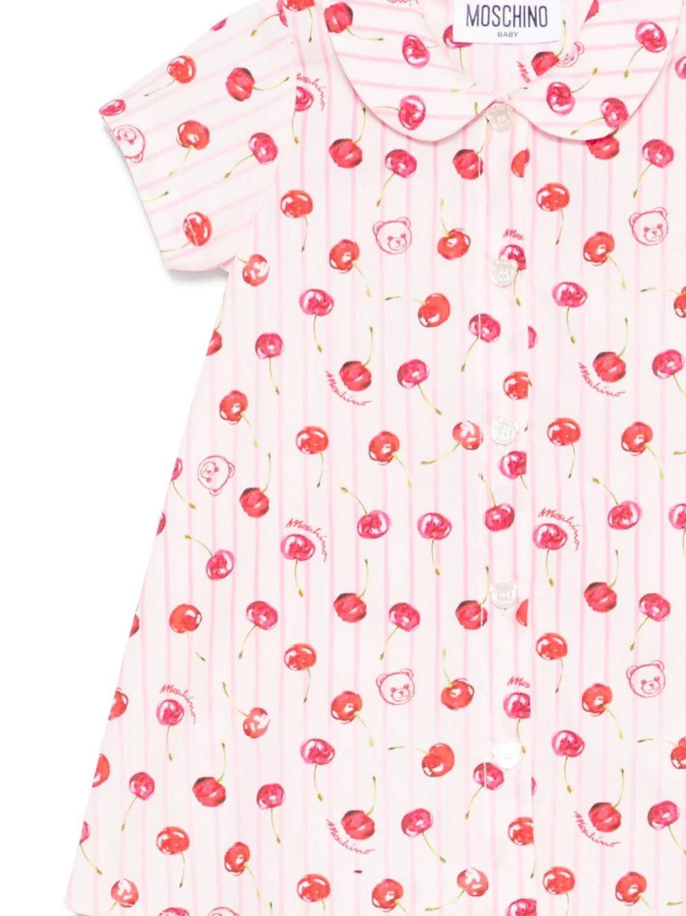 Abito per neonata con stampa ciliegie all-over MDV0D8LLB66 83658 MOSCHINO BABY 