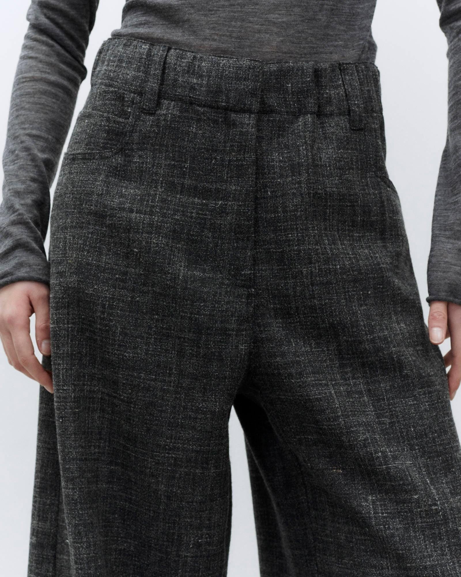 Pantalone palazzo graniglia wool 165150 CB ALYSI CHOCOLAT 