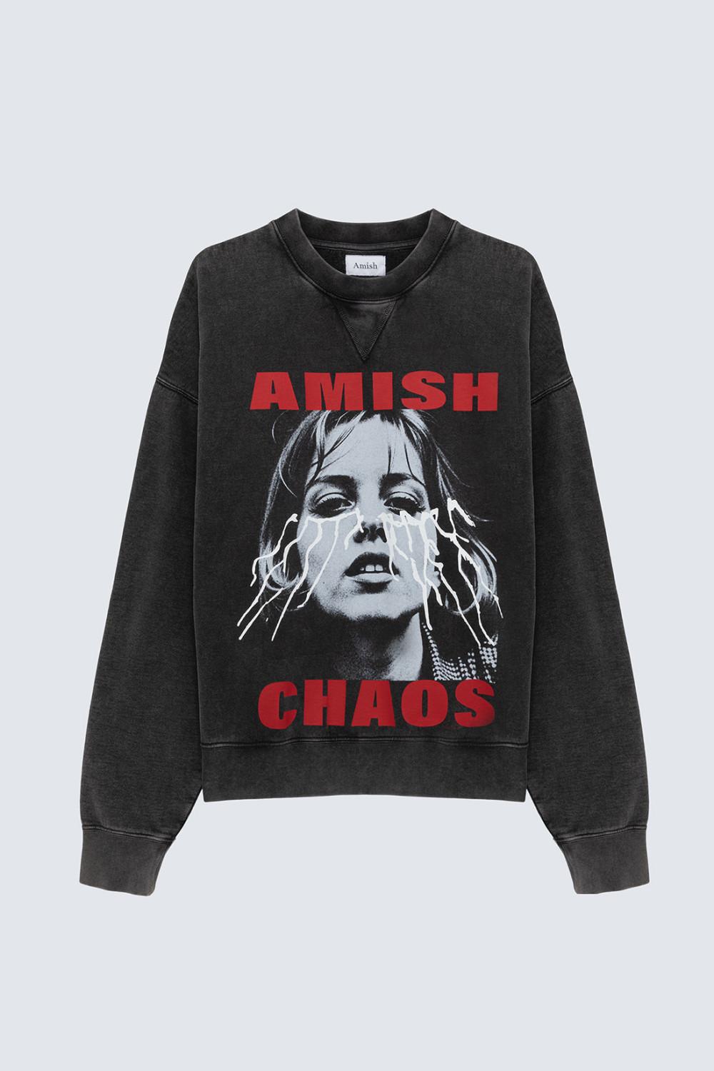Felpa girocollo con stampa chaos AMU134CN292154 C0020 AMISH 